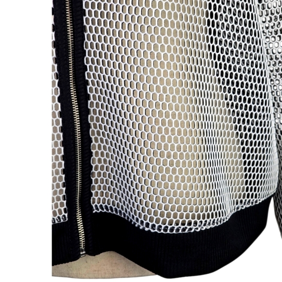 a.n.a 1X Mesh Bomber Jacket Black White Plus Size Streetwear Layer - Picture 3 of 8